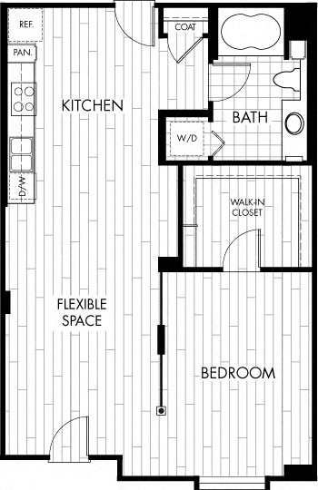 Floor plan for studio, 1 bath, 898 sqft